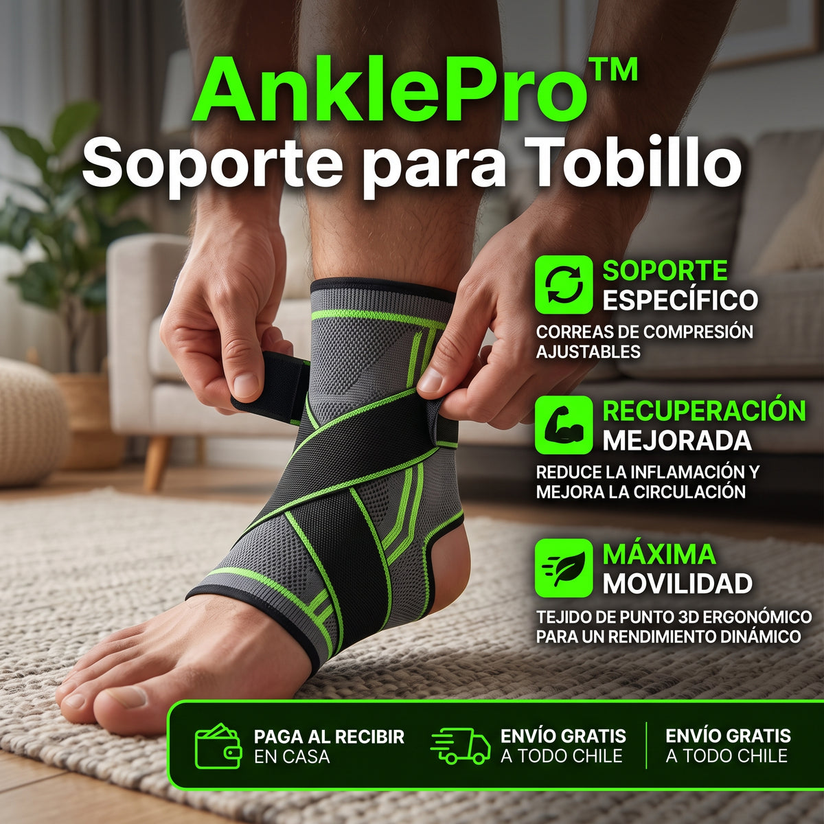 AnklePro™ – Tobillera Ortopédica Ajustable con Compresión – Vuelve a Pisar Firme y Sin Dolor